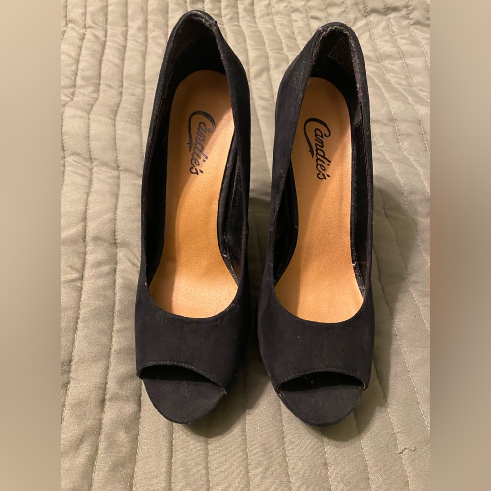 Candies Black Faux Suede Pumps